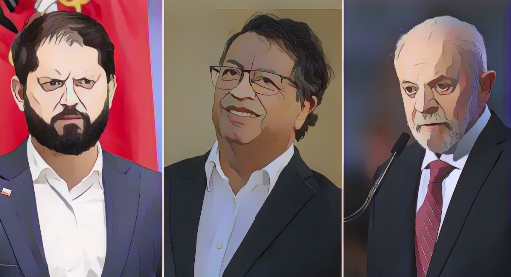 Gabriel Boric, Gustavo Petro y Luiz Inácio Lula da Silva.