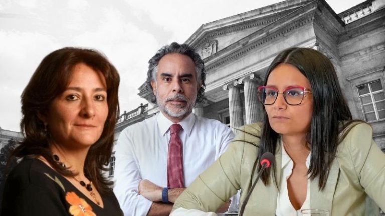 La ex ministra de Justicia, Ángela María Buitrago, el ministro de Interior Armando Benedetti, y la directora de DAPRE Angie Rodríguez. Foto: El Objetivo.