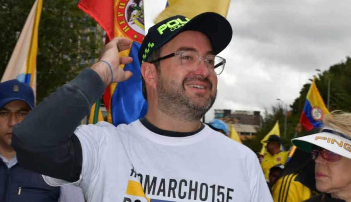 El senador Ciro Ramírez, durante una protesta en Bogotá, el pasado 15 de febrero, en una imagen de sus redes sociales.